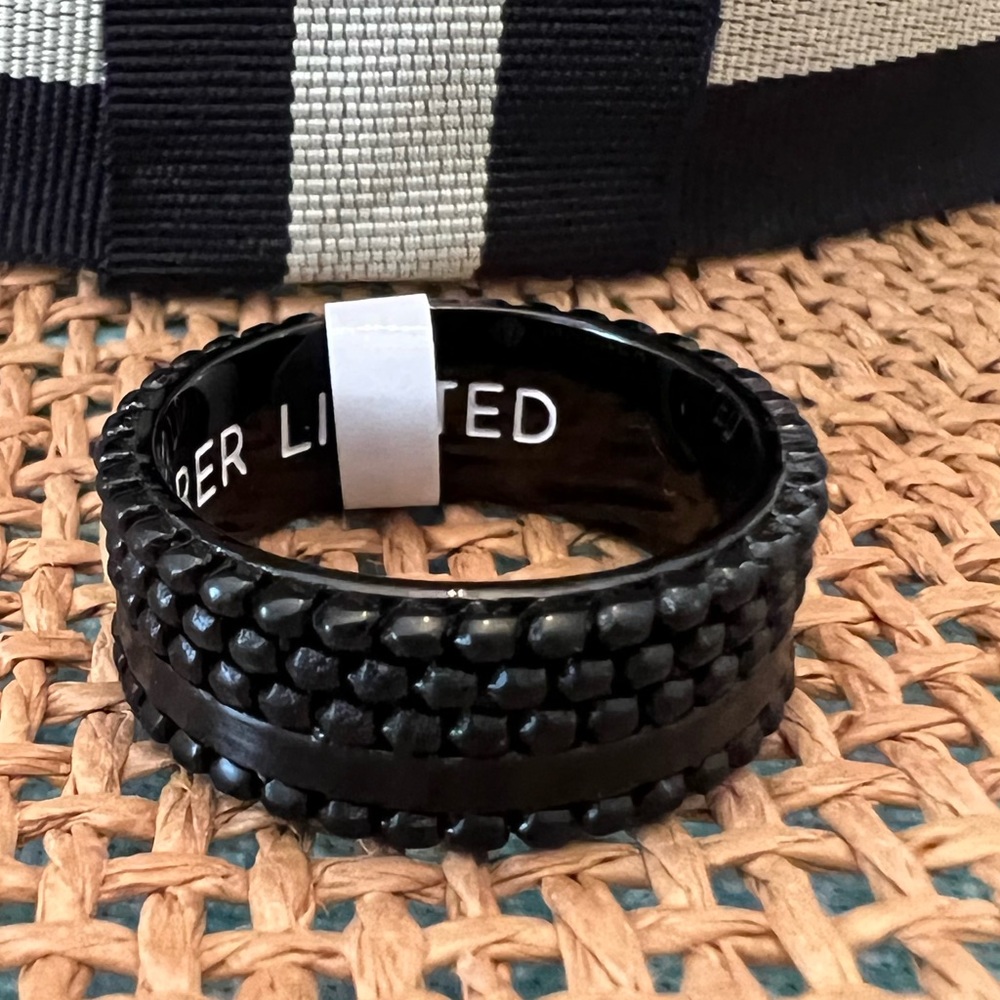 Stainless Black Designer UNISEX Grit Ring by Maurer Limited NWT